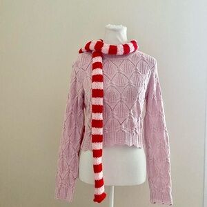 Red and Pink Striped women scarf